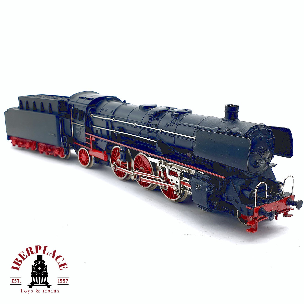 ♻️ 2da mano -  AC Märklin Locomotora de vapor Negra 01 097 F800 con humo de hierro fundido H0 escala 1:87