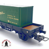 ♻️ 2da mano -  DC Electrotren vagón plataforma con contenedor González RENFE H0 escala 1:87