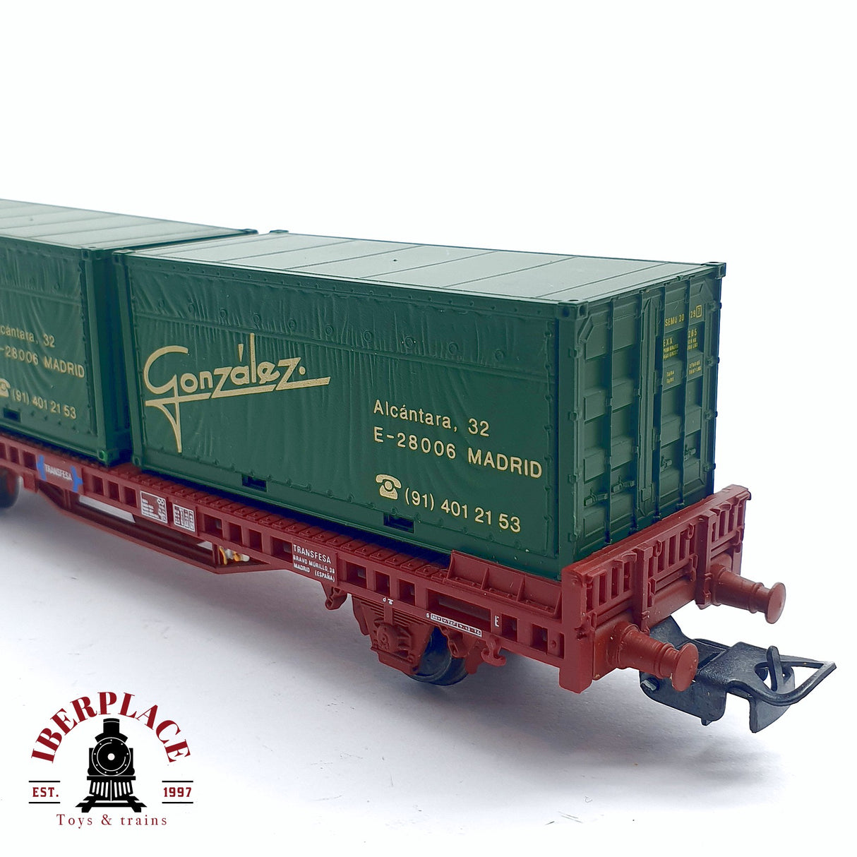 ♻️ 2da mano -  DC Electrotren 1440 plataforma con contenedores Gonzales Transfesa RENFE H0 escala 1:87