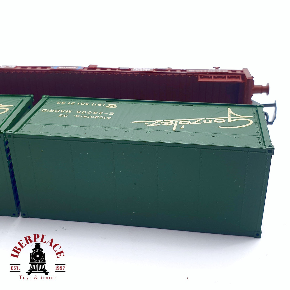 ♻️ 2da mano -  DC Electrotren 1440 plataforma con contenedores Gonzales Transfesa RENFE H0 escala 1:87