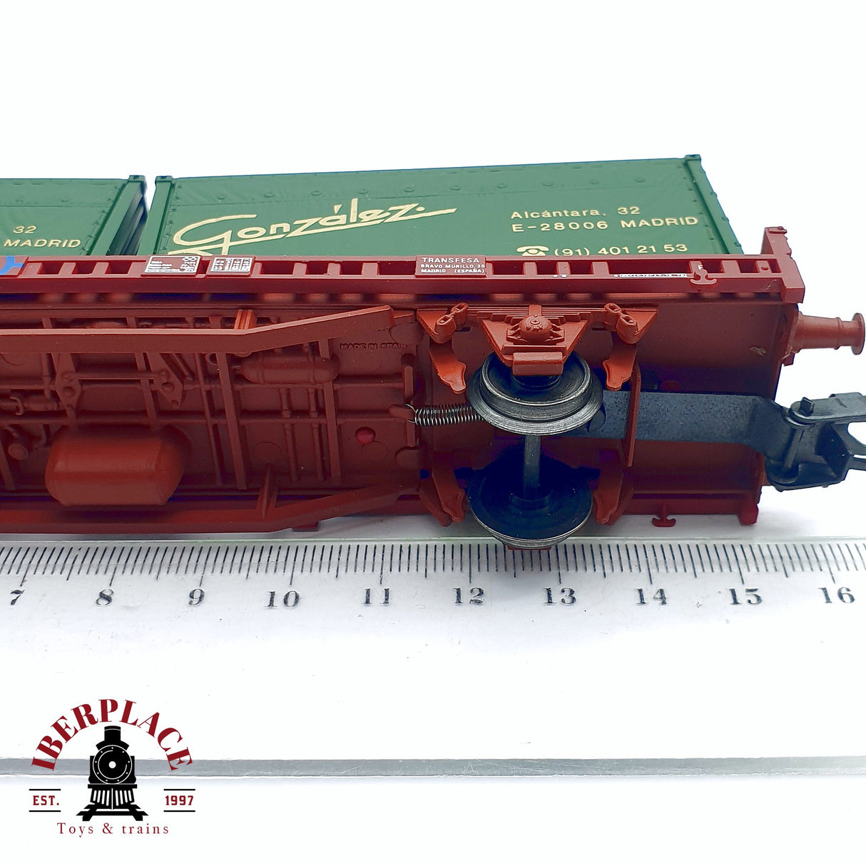 ♻️ 2da mano -  DC Electrotren 1440 plataforma con contenedores Gonzales Transfesa RENFE H0 escala 1:87