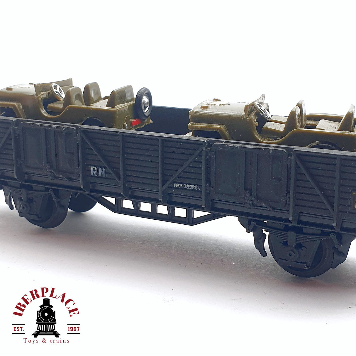 ♻️ 2da mano -  DC Electrotren 1351 vagón de bordes altos con coches de carga RENFE H0 escala 1:87