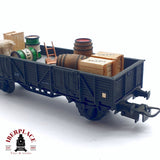 ♻️ 2da mano -  DC Electrotren vagón de bordes altos con carga bidones de petróleo RENFE H0 escala 1:87