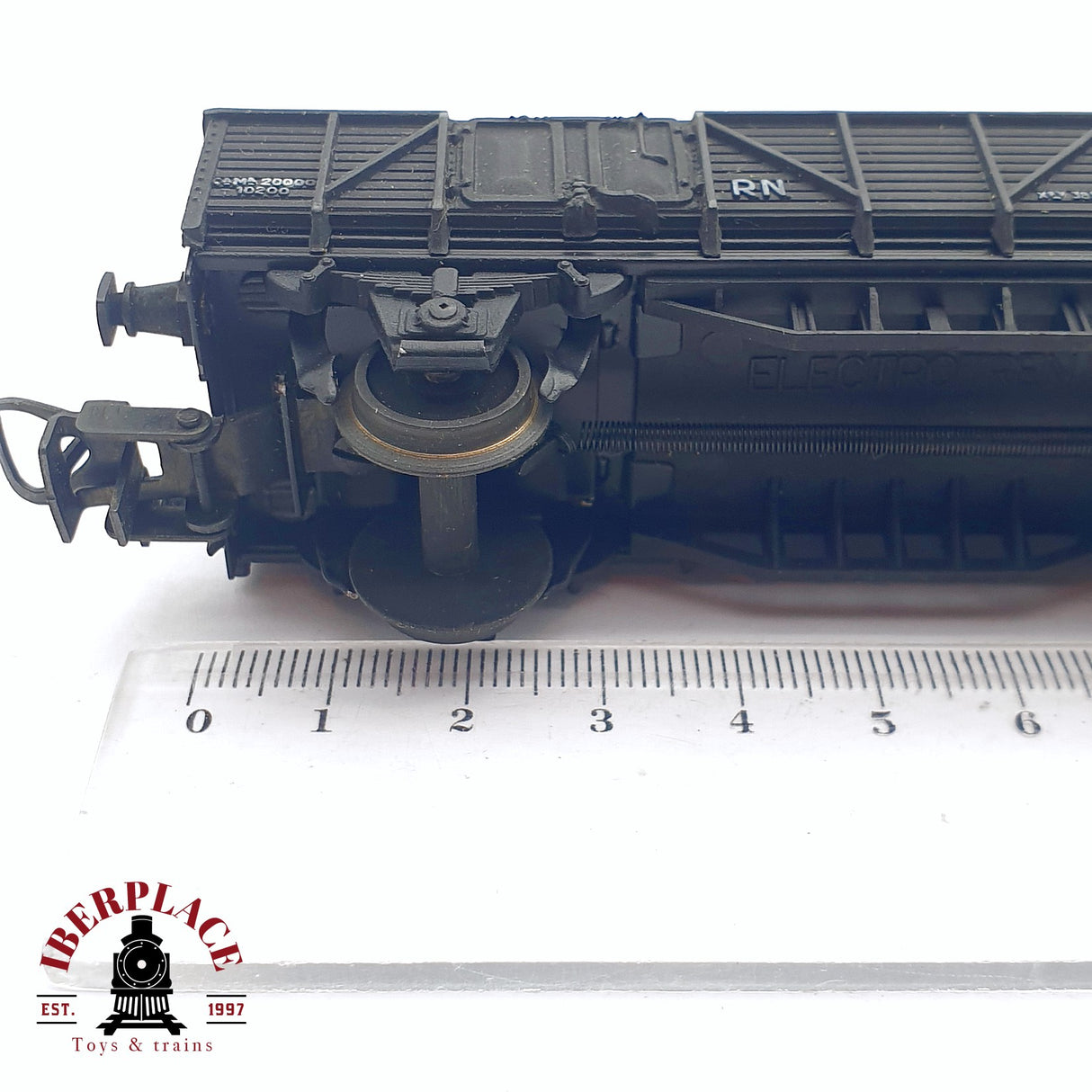 ♻️ 2da mano -  DC Electrotren vagón de bordes altos con carga bidones de petróleo RENFE H0 escala 1:87