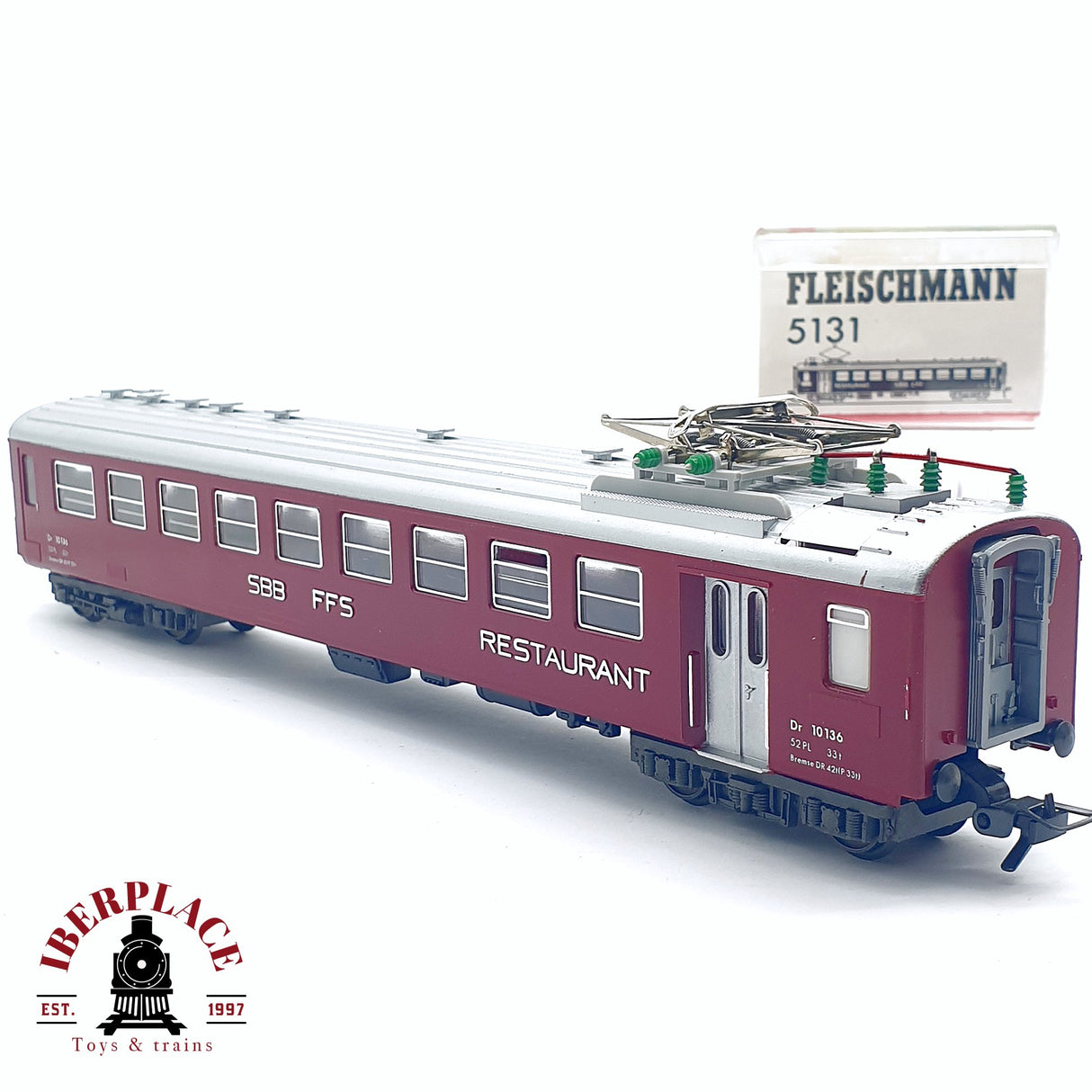 ♻️ 2da mano -  DC Fleischmann 5131 vagón pasajeros restaurante SBB CFF 10136 H0 escala 1:87