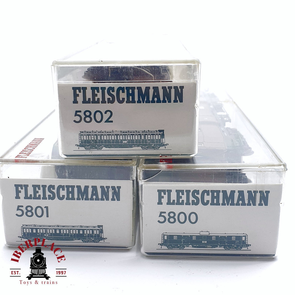 ♻️ 2da mano -  DC Fleischmann 3x vagones pasajeros y equipaje K.P.E.V H0 escala 1:87