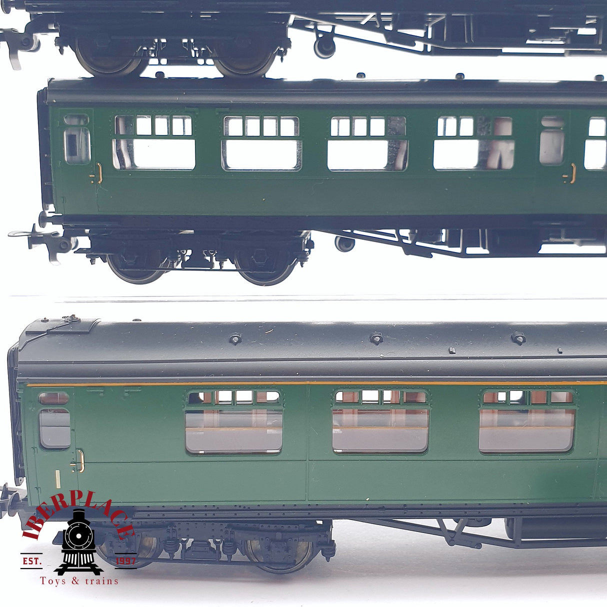 ♻️ 2da mano -  DC Fleischmann 3x vagones pasajeros Ferrocarriles Británicos H0 escala 1:87