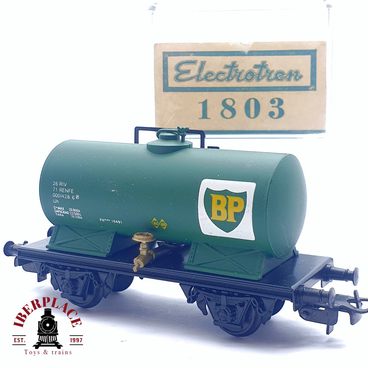 ♻️ 2da mano -  DC Electrotren 1803 vagón cisterna Bp verde RENFE H0 escala 1:87