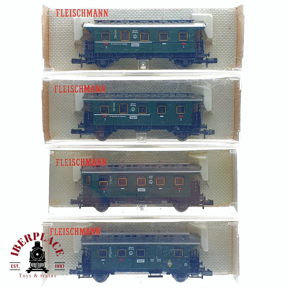 ♻️ 2da mano - 4x Fleischmann 8065/66/67 vagones pasajeros DR N escala 1:160