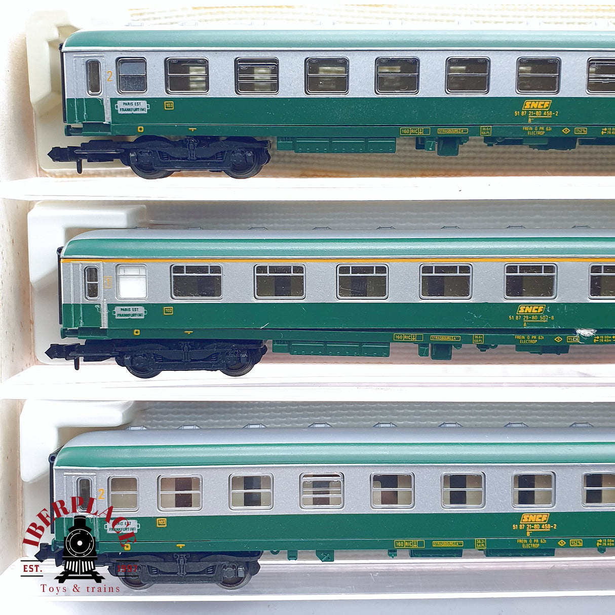 ♻️ 2da mano - 3x Fleischmann 8152 8151 8193 vagones pasajeros SNCF N escala 1:160