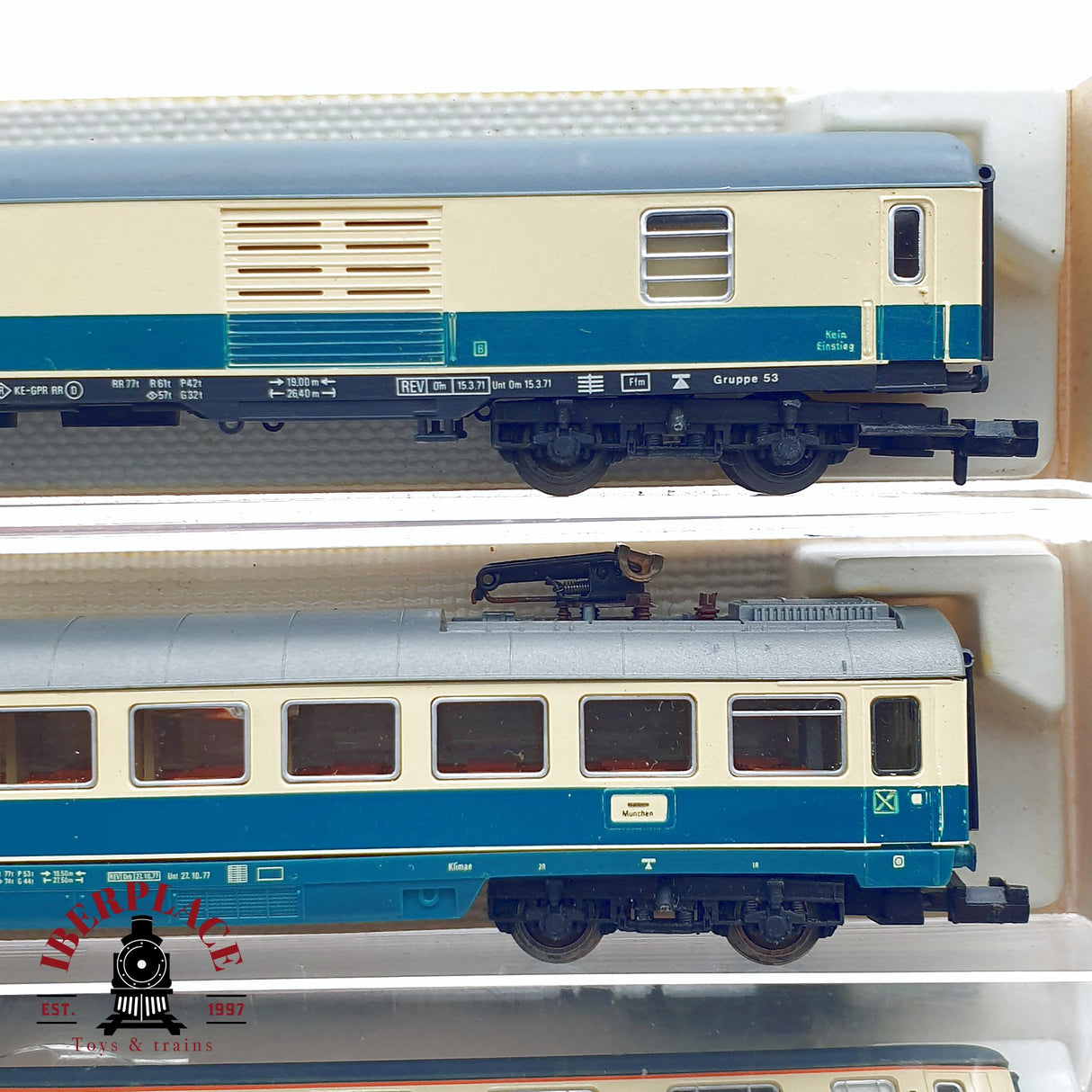 ♻️ 2da mano - 4x Fleischmann 7432 8190 8100 8199 vagones pasajeros y equipaje DB N escala 1:160