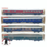 ♻️ 2da mano - 4x Fleischmann vagones pasajeros, equipajes, restaurante DB N escala 1:160