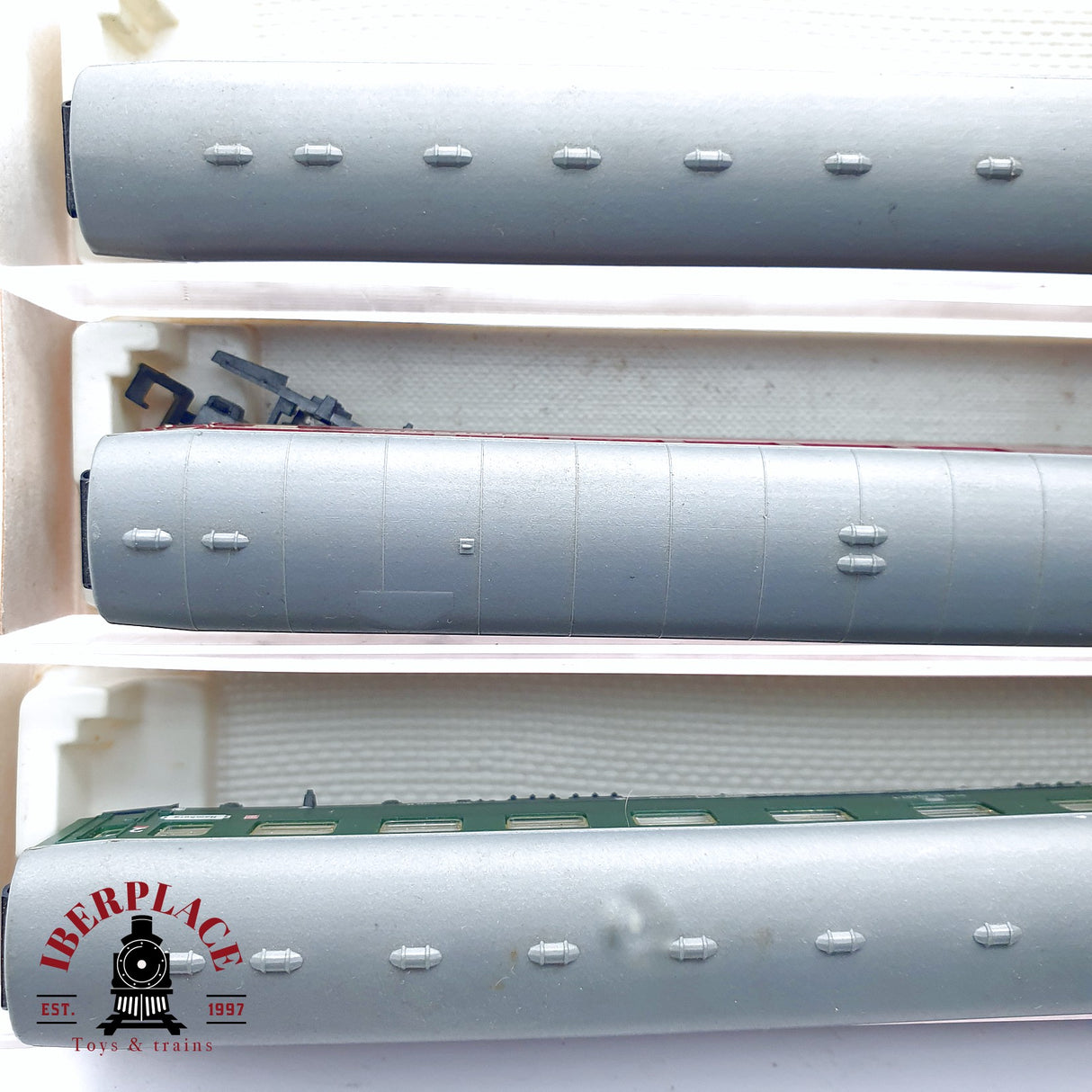 ♻️ 2da mano - 3x Fleischmann vagones pasajeros, restaurante DB 2da clase N escala 1:160