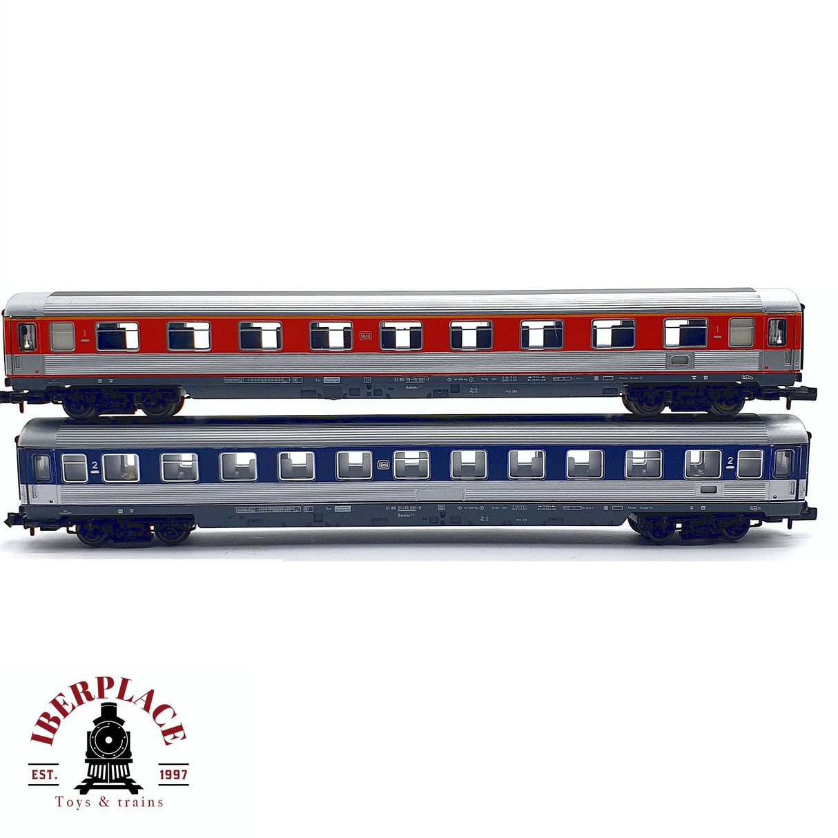 ♻️ 2da mano - 2x Fleischmann vagones pasajeros, restaurante DB 1-2 clase N escala 1:160