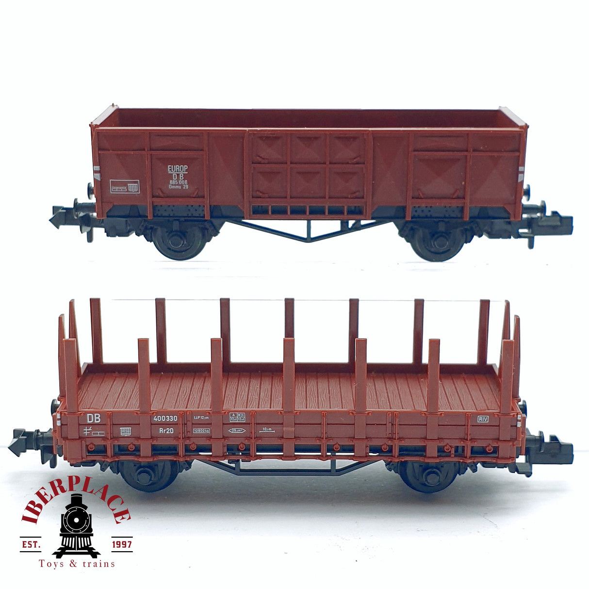 ♻️ 2da mano - 2x Fleischmann vagones mercancias EUROP DB N escala 1:160