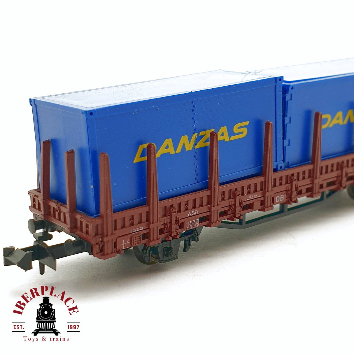 ♻️ 2da mano - Roco 2308 vagón estacas con contenedores DANZAS DB N escala 1:160