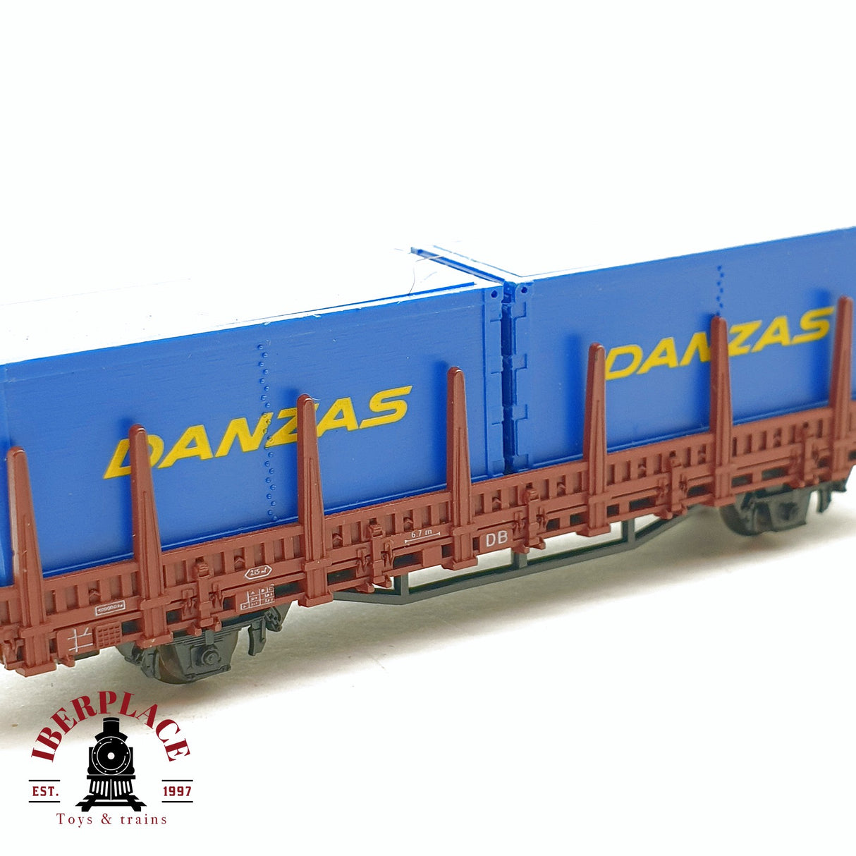 ♻️ 2da mano - Roco 2308 vagón estacas con contenedores DANZAS DB N escala 1:160