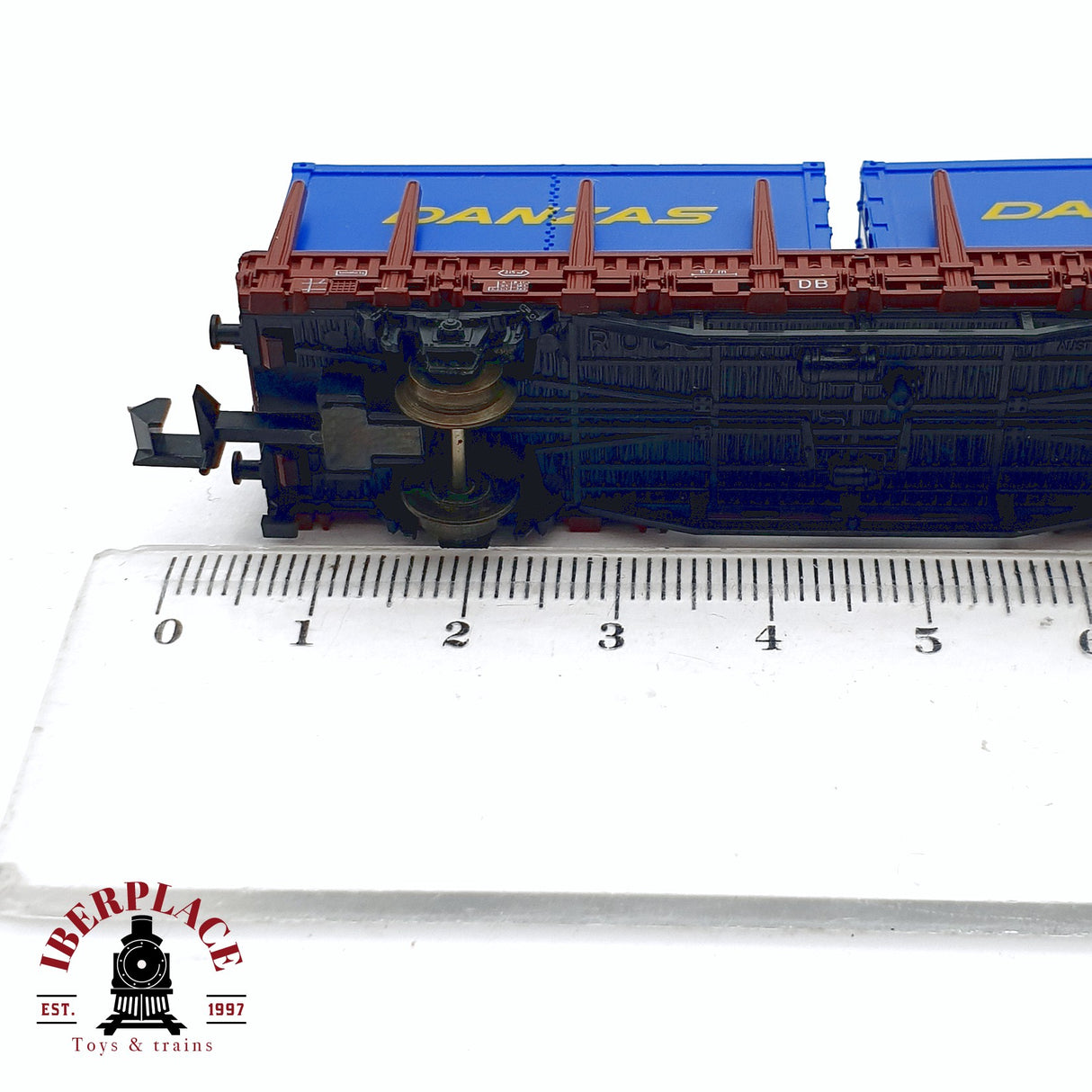 ♻️ 2da mano - Roco 2308 vagón estacas con contenedores DANZAS DB N escala 1:160