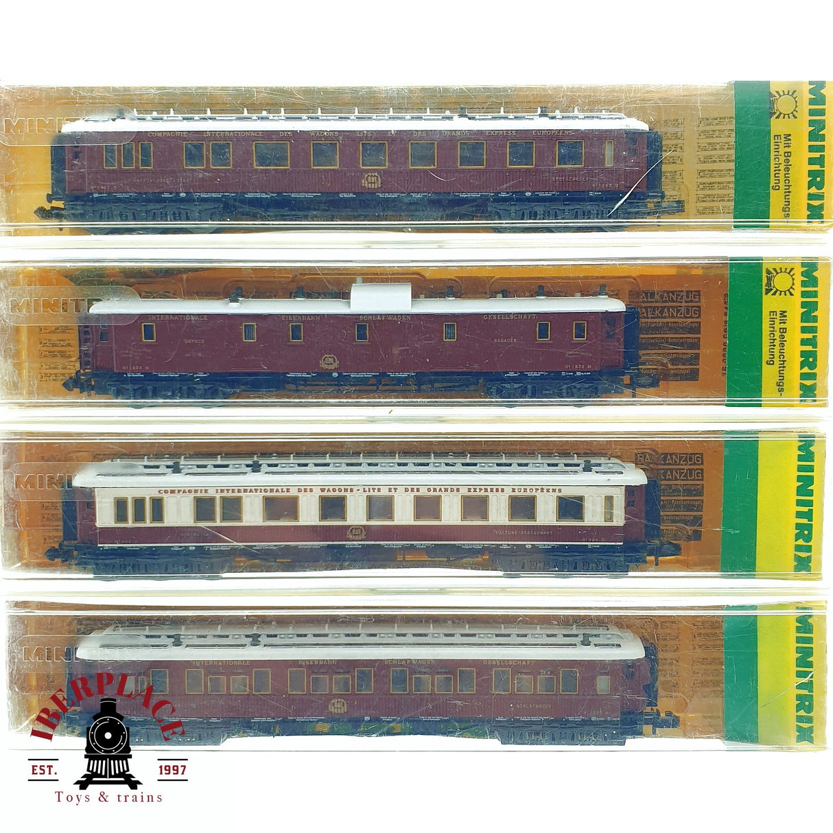 ♻️ 2da mano - Minitrix 4x 3178/79/81/82 vagones pasajero wagons lits grands express europeens N escala 1:160