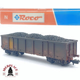 ♻️ 2da mano - Roco 25196 vagón mercancias envejecido con carbón N escala 1:160