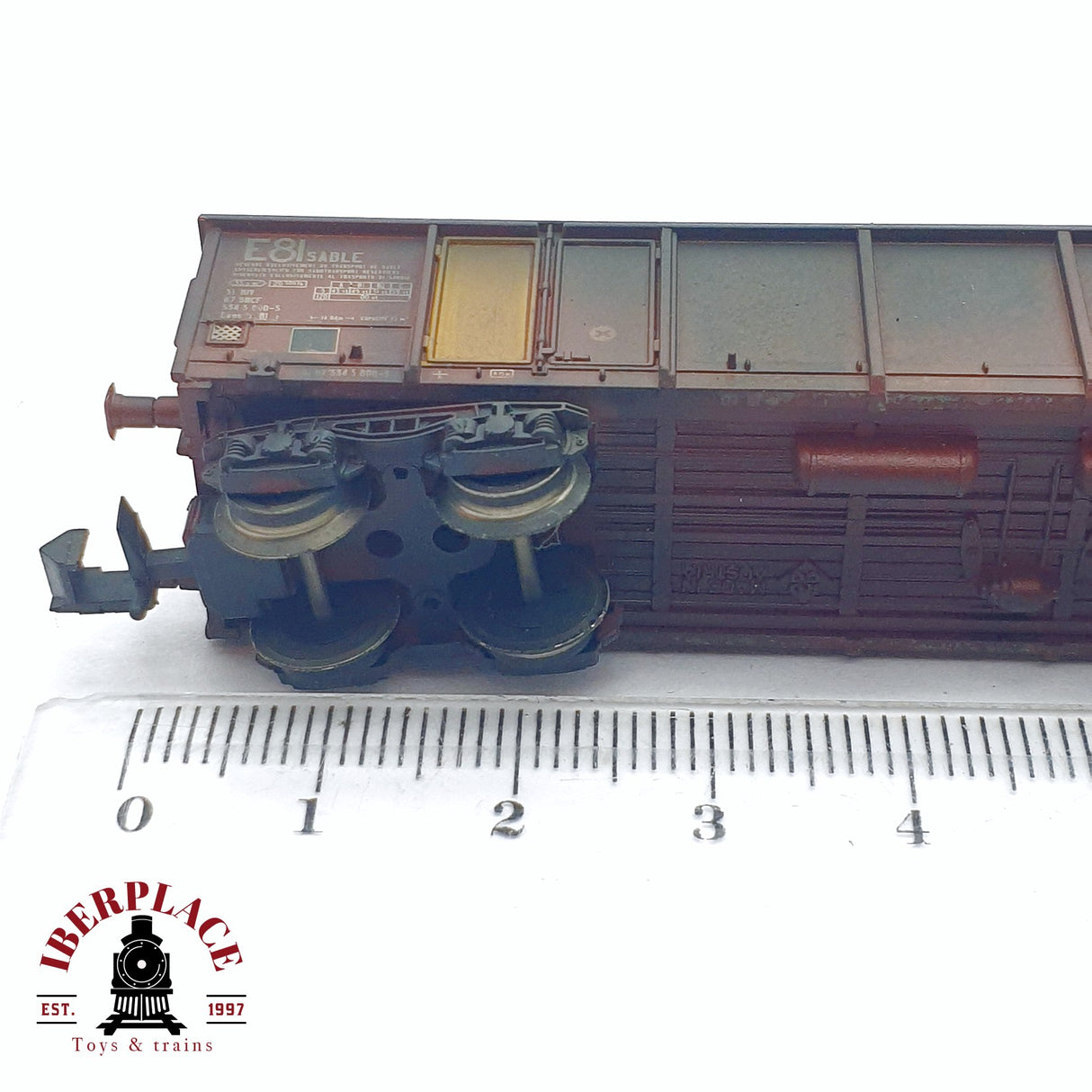 ♻️ 2da mano - Roco 25196 vagón mercancias envejecido con carbón N escala 1:160