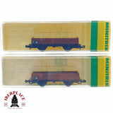 ♻️ 2da mano - Minitrix 2x 3251 vagones de borde bajo DB N escala 1:160