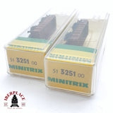 ♻️ 2da mano - Minitrix 2x 3251 vagones de borde bajo DB N escala 1:160