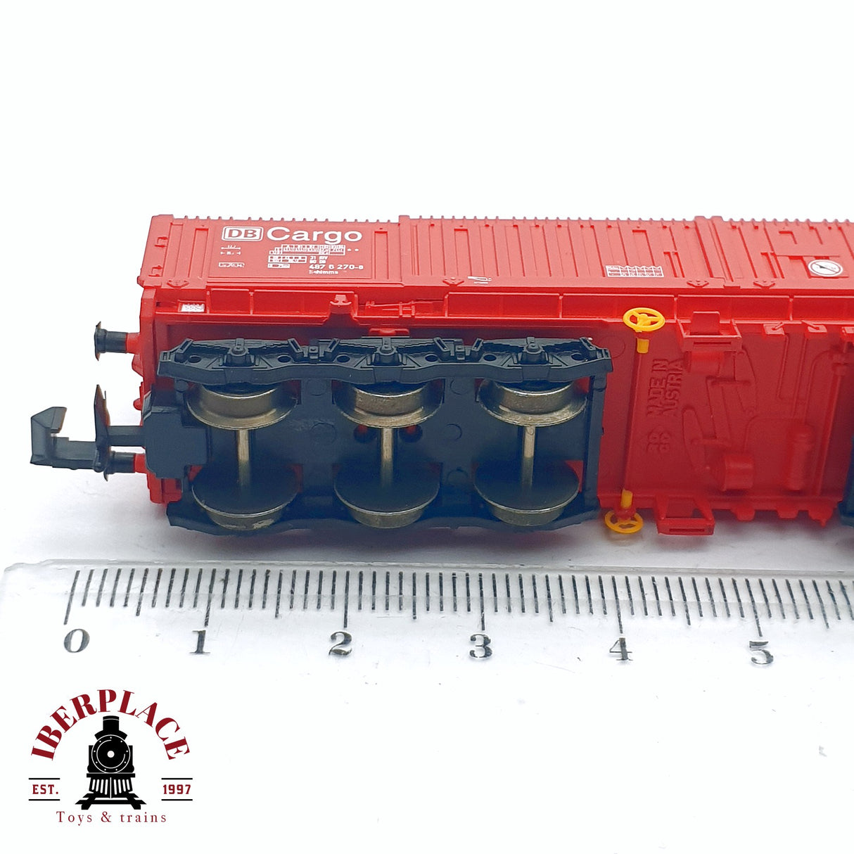 ♻️ 2da mano - Roco 25320 vagón cerrado Cargo DB Rojo N escala 1:160