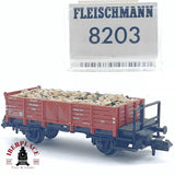 ♻️ 2da mano - Fleischmann 8203 vagón abierto con piedras DR N escala 1:160