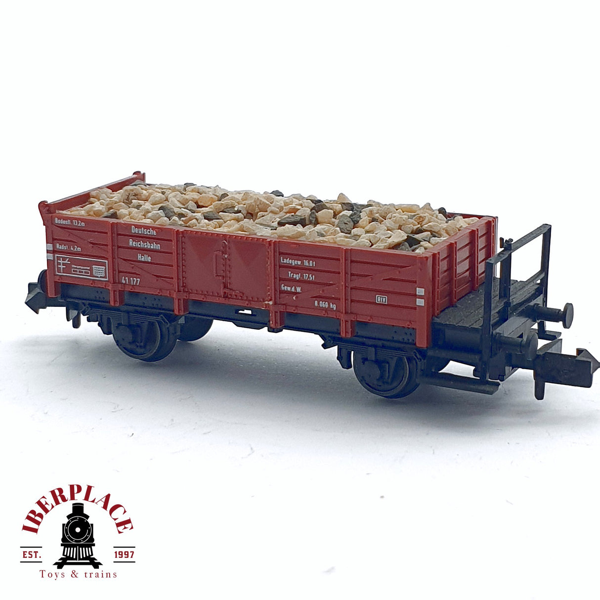 ♻️ 2da mano - Fleischmann 8203 vagón abierto con piedras DR N escala 1:160