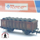 ♻️ 2da mano - Roco vagón de bordes alto con neumáticos de carga DB  N escala 1:160