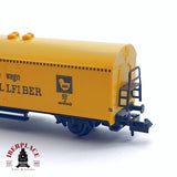 ♻️ 2da mano - Fleischmann 8323 vagón cerrado Gullfiber  SJ 53034 amarillo N escala 1:160