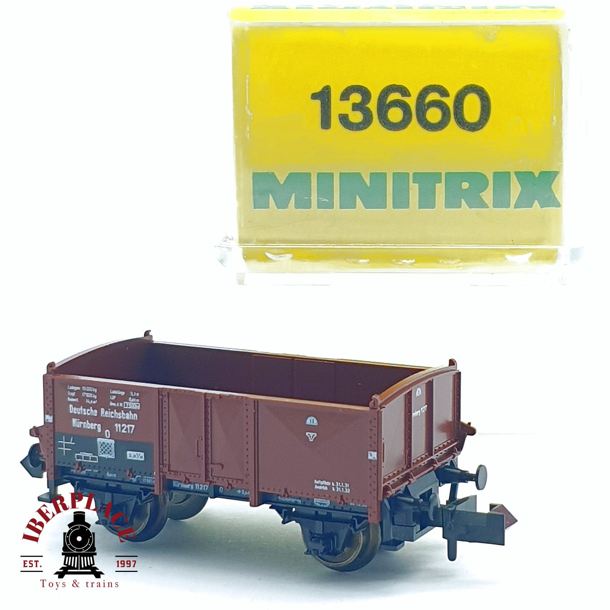 ♻️ 2da mano - Minitrix 13660 vagón mercancias de bordes altos DR N escala 1:160