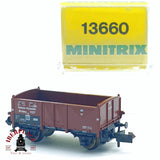 ♻️ 2da mano - Minitrix 13660 vagón mercancias de bordes altos DR N escala 1:160