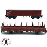 ♻️ 2da mano - Märklin 2x vagón telero y vagón abierto DB H0 escala 1:87 A11