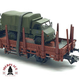 ♻️ 2da mano - Märklin vagón telero con coches militares EUROP DB H0 escala 1:87 A11
