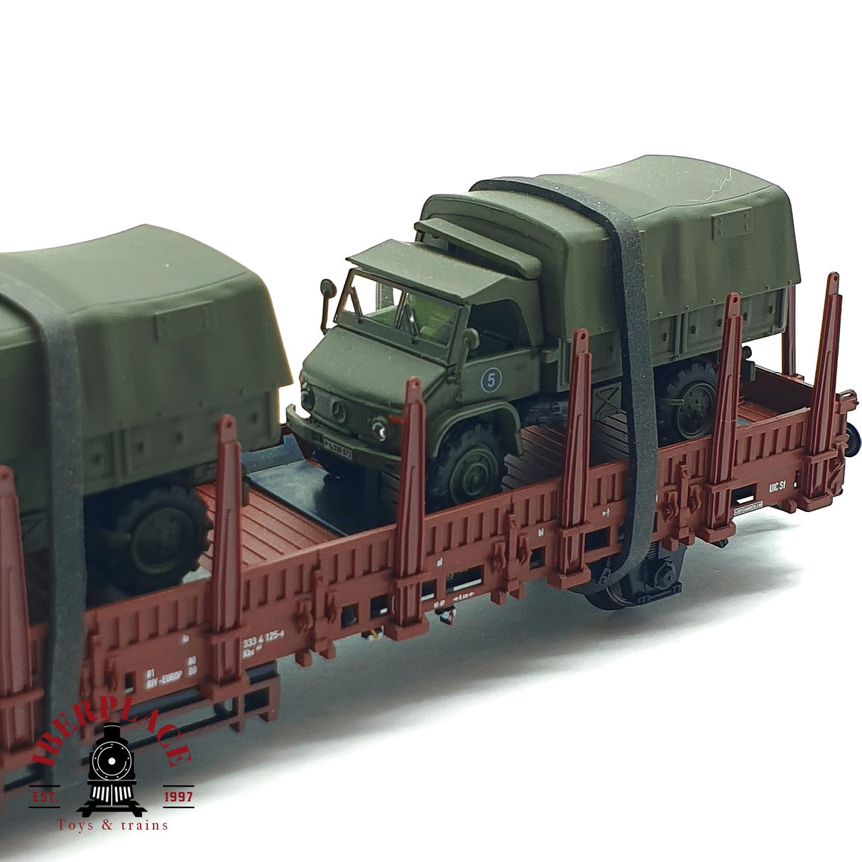 ♻️ 2da mano - Märklin vagón telero con coches militares EUROP DB H0 escala 1:87 A11