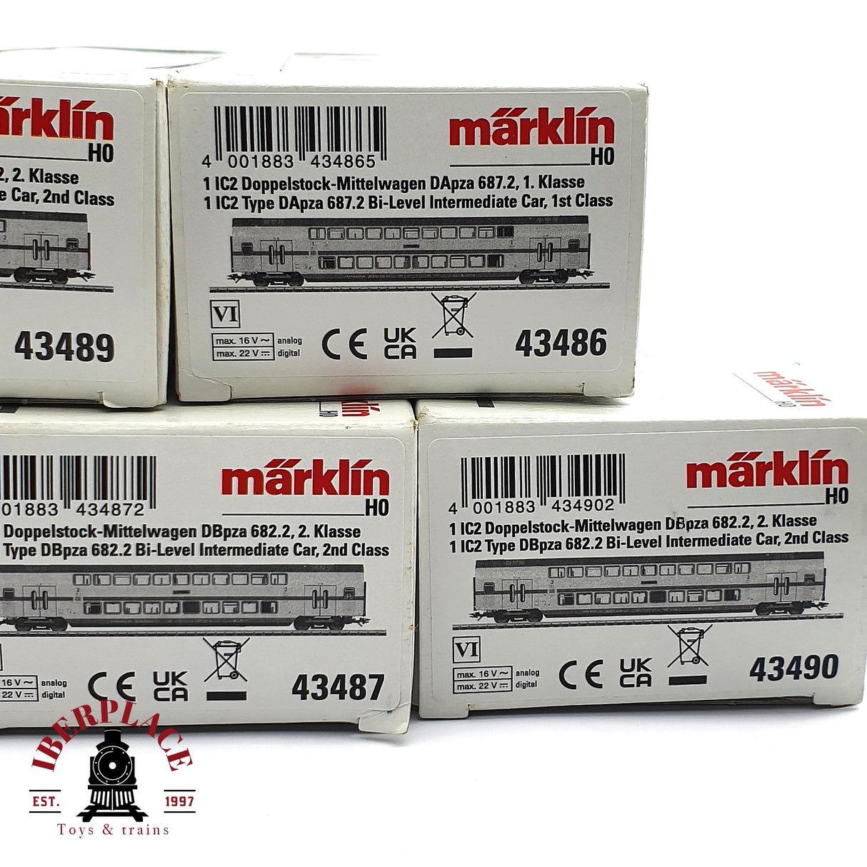 ♻️ 2da mano -  Märklin 5x vagones de doble piso con coche piloto DB H0 escala 1:87 A11