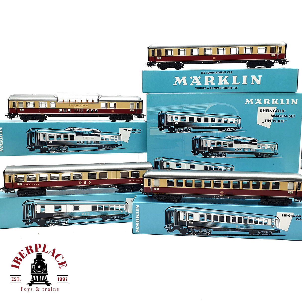 ♻️ 2da mano -  Märklin 40851 set de vagones Rheingold Tin plate DB H0 escala 1:87 A11