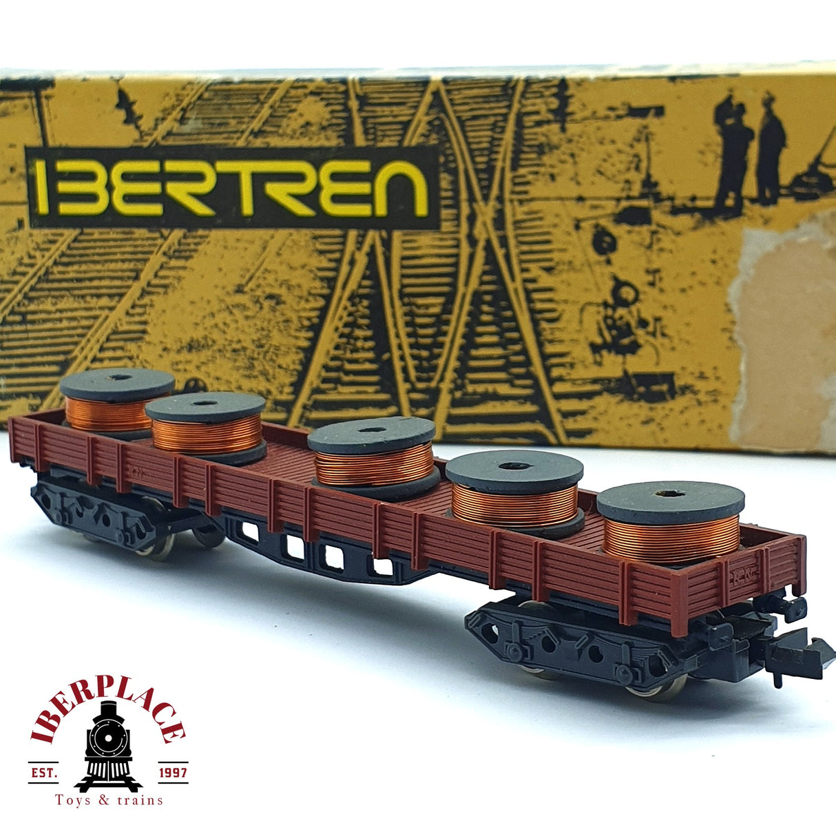 ♻️ 2da mano -  Ibertren vagón con cilindros de alambre RENFE N escala 1:160 AN10