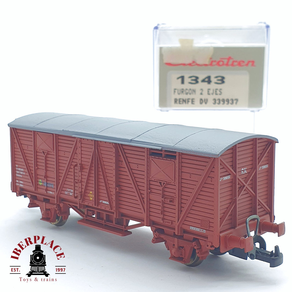 ♻️ 2 mano - Electrotren 1343 Furgón RENFE DV 339937 H0 escala 1:87 AH05