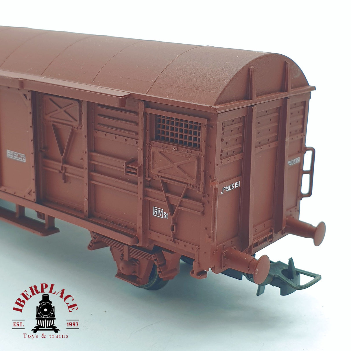 ♻️ 2 mano - Electrotren 1379 vagón cerrado J-2 RENFE H0 escala 1:87 AH05 2/3