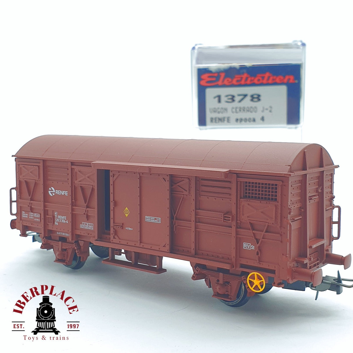 ♻️ 2 mano - Electrotren 1378 vagón cerrado J-2 RENFE H0 escala 1:87 AH05 3/3
