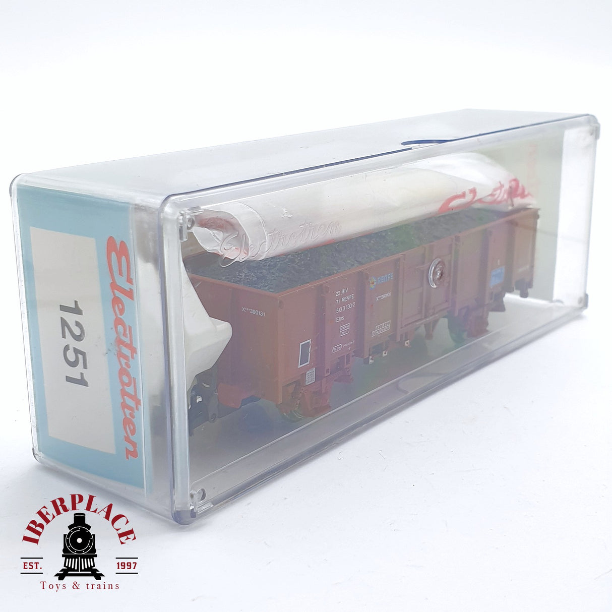 ♻️ 2 mano - Electrotren 1251 vagón con carbón X1 Elos RENFE H0 escala 1:87 AH05 1/2