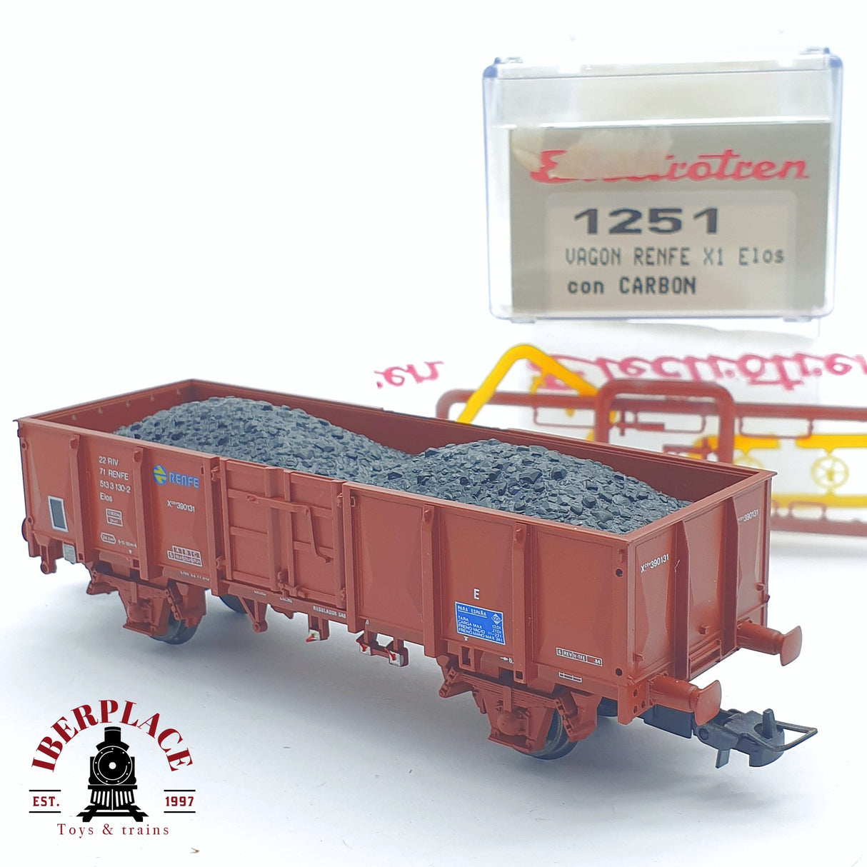 ♻️ 2 mano - Electrotren 1251 vagón con carbón X1 Elos RENFE H0 escala 1:87 AH05 2/2