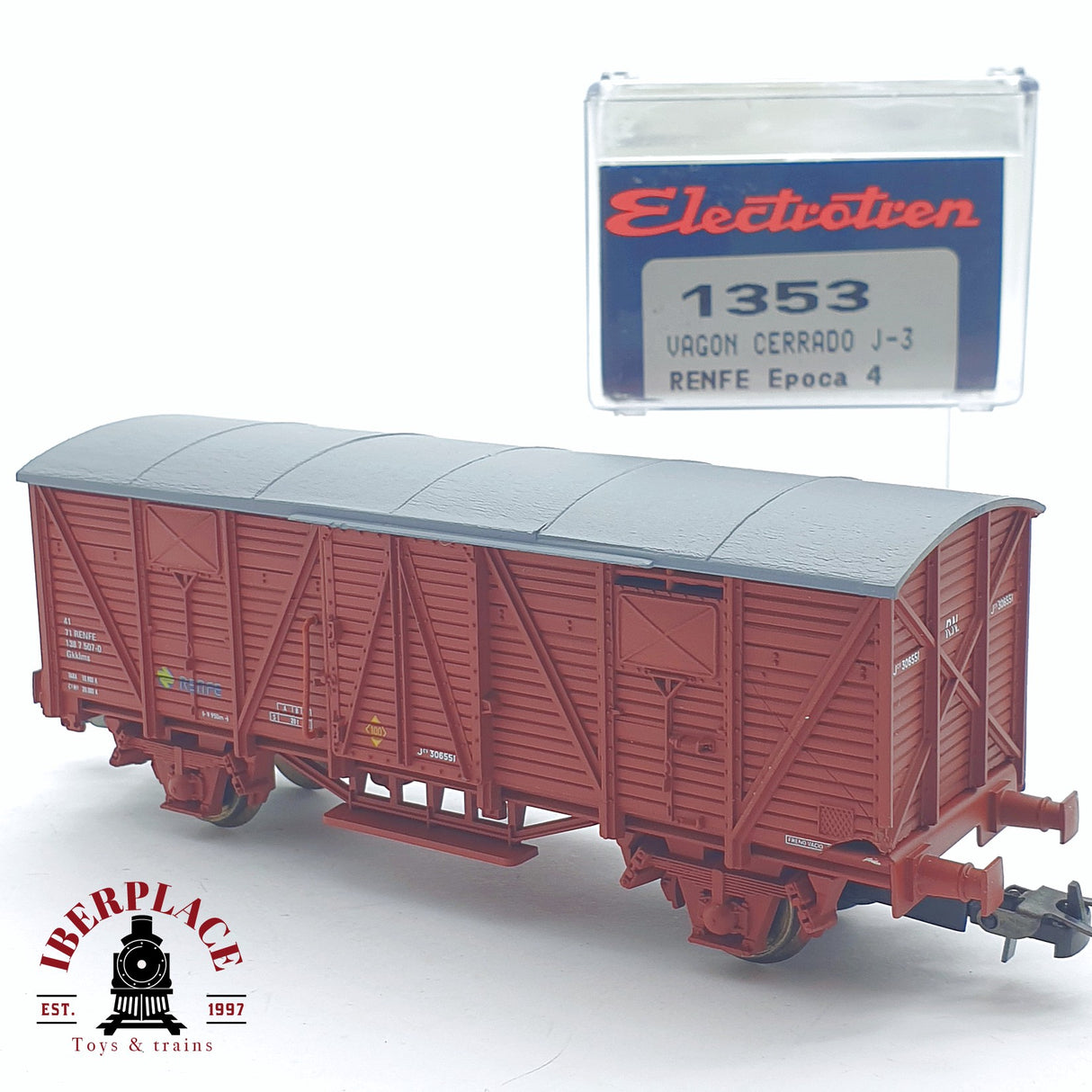 ♻️ 2 mano - Electrotren 1353 vagón cerrado J-3 RENFE H0 escala 1:87 AH05