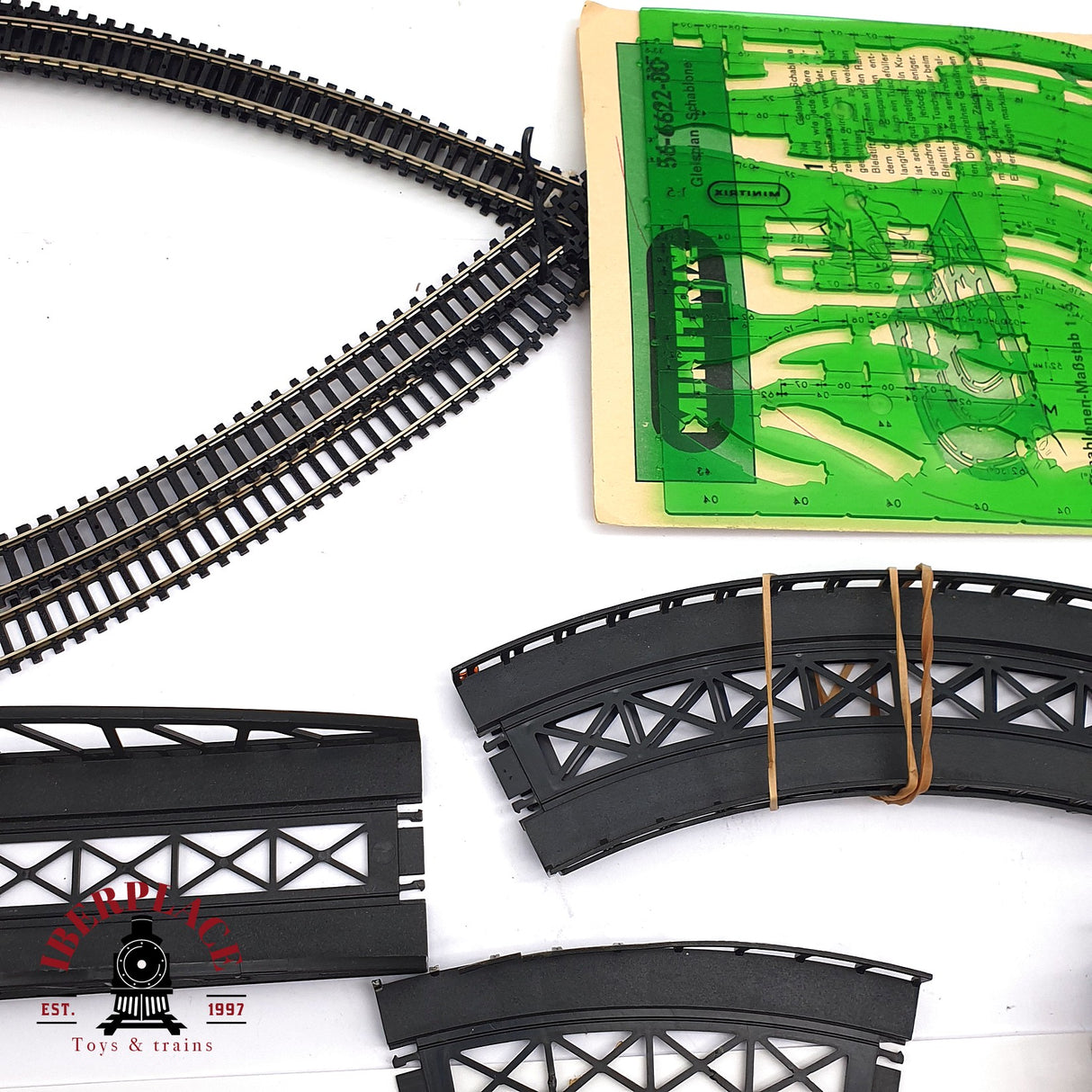 ♻️ 2 mano - Minitrix Ibertren 203x Vías curvas, rectas, rampas, semáforos, pilares etc N escala 1:160 AN07