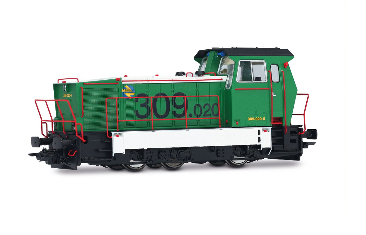 Electrotren HE2027 locomotora diésel de maniobras serie 309, ADIF decoración verde/blanca, ép. VI H0 escala 1:87