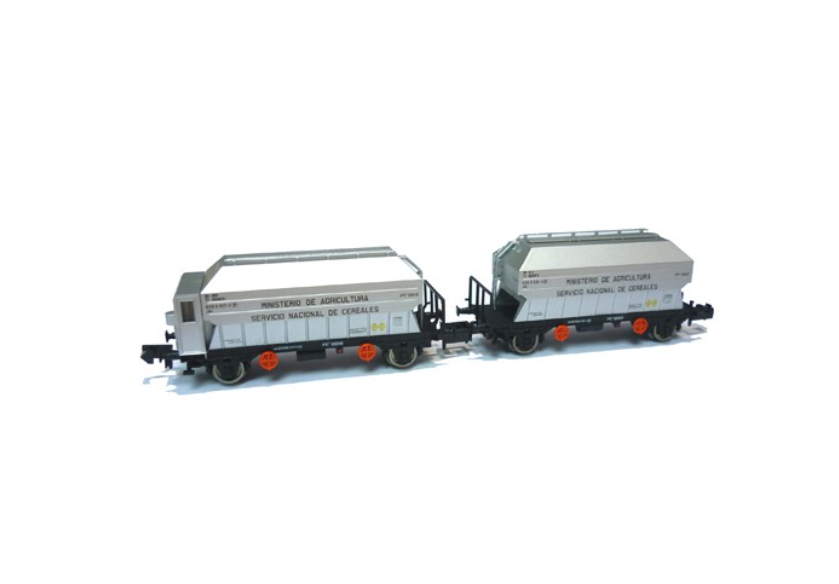 🆕 Mabar - 25003/C Set 2 Tolvas cereales RENFE UIC con garita servicio nacional Nuevo con caja N escala 1:160