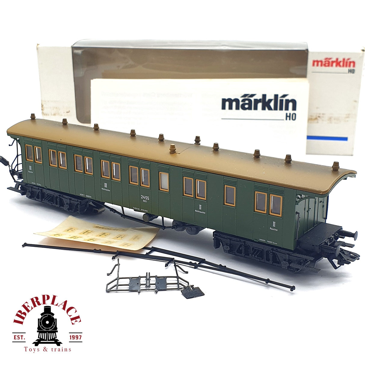 ♻️ 2 mano -  Märklin 4210 vagón pasajero 2455 BCCI clase 2-3 H0 escala 1:87 EZ07